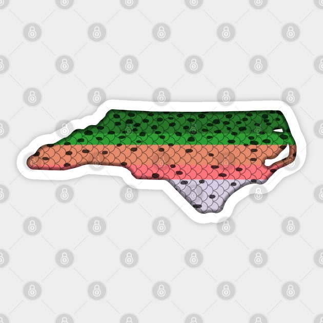 Trout Fishing Rainbow Trout Pattern North Carolina State Map State Map Sticker by TeeCreations